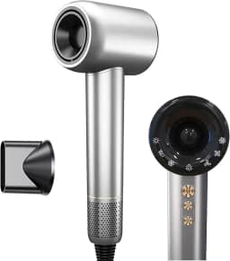 Secador de Cabelo Profissional 1500W, Baixo Ruído, Íons Negativos, Controle de Temperatura, Secador de Cabelo Com Difusor, Motor Brushless de Alta Velocidade (120000 RPM) , Secagem Rápida, Portátil, 127v/20A