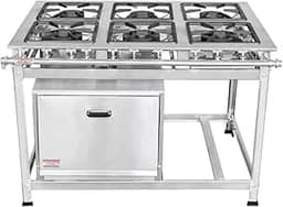 Fogão Industrial 6 Bocas 40x40 Bp P8 em Aço Inox com forno