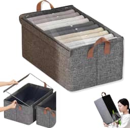 Kit C/4 Caixa Organizadora Com Tampa Transparente e Alças | Dobrável, Reforçada, Multiuso e Fácil de Limpar | Ideal para Closet, Guarda-Roupa e Lavanderia | Marca Bigzu®