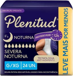 Plenitud Roupa Intima Noturna para incontinência urinaria G/XG - 24 unidades (Embalagem pode variar)