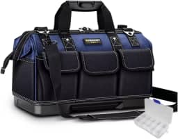 Bolsa De Ferramentas De Eletricista Com Base De Plástico - 14 Bolsos, Tecido Oxford 1680D para Eletricistas, Técnicos e Artesãos - Ideal para Trabalho e Organização de Ferramentas