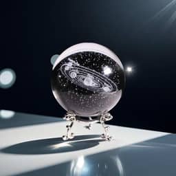 Bola decorativa de cristal 3D com esfera de gravação de arte de vidro para exibição e decoração (céu estrelado transparente e padrão do sistema solar)