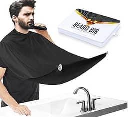 ztarraum Avental de barba com babador de barba, coleta de barba, barbear e aparar, pano antiaderente com 2 ventosas, melhores presentes para homens, presente de dia dos namorados, Preto, SIZE5