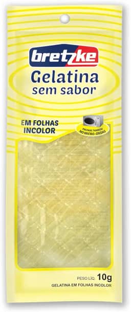 Bretzke – Gelatina em Folha Incolor 10g | Ideal para Sobremesas, Mousses e Confeitaria | Textura Firme e Transparente | Não Contém Glúten