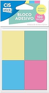 CIS Office ST0101 Pacote com 4 Blocos Adesivo Pastel 40X50mm - 100 folhas por bloco