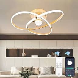 110-240v, 53 * 18cm, APP Ou Controle Remoto Disponível, Brilho Ajustável de 3000K a 6000K, 10% a 100%, Luminaria de Teto, Lustre Sala de Jantar, Lustre Sala, Lustre Pendente, Luminária de Teto