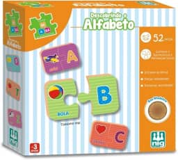 Jogo Descobrindo o Alfabeto, Madeira Be a Bá, Nig Brinquedos, Multicolor