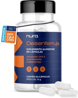 Nura Desenferruja – Colágeno Tipo II + Glucosamina & Condroitina – Suplemento para Flexibilidade, Saúde das Articulações e Cartilagem – 60 Cápsulas (30 dias)