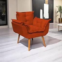Poltrona Alice Decorativa Para Sala Cadeira Reforçada Para Recepção Manicure Clínica Sala De Espera Consultório Escritório Pé Castanho - Clique & Decore (Terracota)