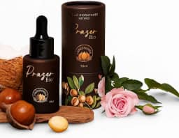 PRAZER BIO ÓLEO HIDRATANTE INTIMO 30ML BIOESSÊNCIA Sândalo, Rosa e Jasmim, MACADÂMIA E COCO