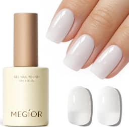MEGIOR Esmalte de gel branco leitoso 15 ml, branco, translúcido, neutro, absorver, UV, LED, esmalte de gel de longa duração, arte para unhas, salão de manicure, para mulheres, meninas, casa, faça você