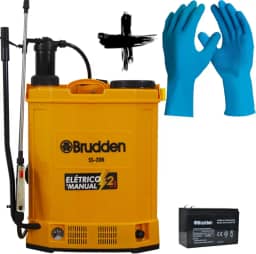 Kit Pulverizador Costal Elétrico Bateria Manual Para Veneno - Ss20b 20l + Par De Luvas Nítrilica Epi