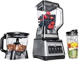 NINJA LIQUIDIFICADOR 1200 W, 5 Funções para Smoothies, Picar, Massa e Mais com Auto IQ, Jarra 2,2L, Jarra de Processador de 2L e 1 Copo para Levar, Preto