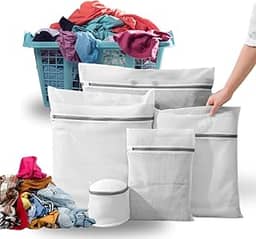 Kit 5 Sacos para Lavar Roupas Delicadas na Máquina de Lavar, Duráveis | Proteção Total Contra Danos e Desgaste | Zíper Reforçado | Perfeito para Roupas Íntimas – Qualidade Premium