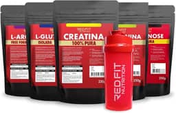 Kit Creatina L-Glutamina Beta-Alanina L-Arginina Isomaltulose - 100% Puras Importadas - Red Fit Nutrition