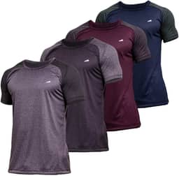 Kit 4 Camisetas Dry Fit Raglan Masculina Manga Curta Academia Gola Redonda Slim