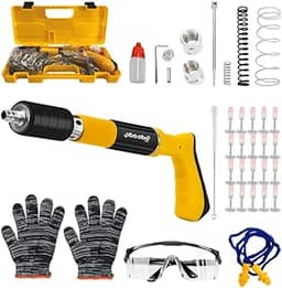Pistola de Fixação Finca Pino com 20 Pregos com Kit de Proteção Completa para Construção e Manutenção
