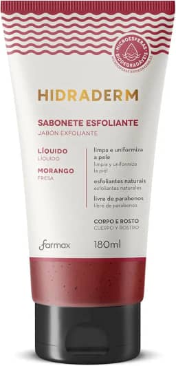 Farmax Sabonete Liquido Esfoliante Hidraderm Morango Vermelho 180 Ml (Pacote pode variar)