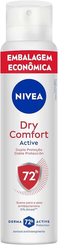 NIVEA Desodorante Antitranspirante Aerossol Dry Comfort 200ml - Proteção eficaz de 48 horas contra suor e mau odor, com 2x mais ativos hidratantes, garantindo axilas secas e saudáveis