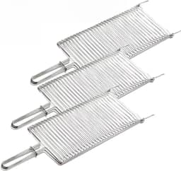 Grelha Dupla Folha Grande Churrasco Peixe Frango Linguiça Aço (3, CROMADO)