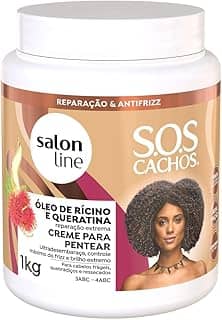 Salon Line, Creme de Pentear, SOS Cachos, Óleo de Rícino e Queratina, Vegano - Para Cabelos Cacheados e Crespos, 1kg