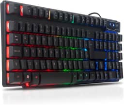 Teclado Gamer Semi Mecanico Para Pc Ps4 Ps5 Xbox Iluminado com Led Qwerty Abnt2 Padrão Brasileiro 12 Teclas Multimidia e Cabo Usb
