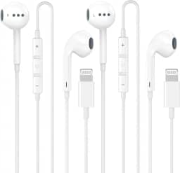 Pacote com 2 fones de ouvido com fio para iPhone/fones de ouvido com microfone integrado e controle de volume fones de ouvido com redução de Nosie compatíveis com iPhone 14 13 12 11 Pro Max XS XR X 8