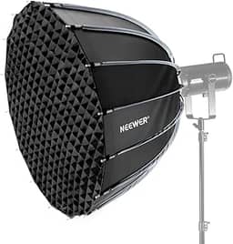 Softbox Parabólico 90cm Montagem Bowens Preto, Liberação Rápida, Iluminação Suave e Uniforme para Estúdio, Vídeo e Fotografia