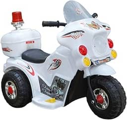 Zippy Toys, Mini Moto Elétrica Infantil com Bateria Recarregável Central Multimídia 6V Baú - Branco