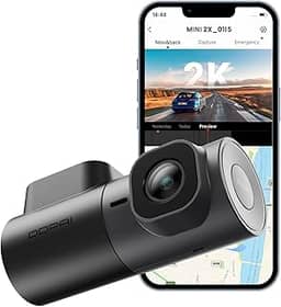 DDPAI Mini 2X Câmera Veicular 1440P 2K QHD Frontal com WiFi 5GHz, Visão Noturna Superior, Controle por APP ADAS, Lente Rotativa 360°, Sensor G, Supercapacitor e Monitoramento 24h (Sem Cartão SD)