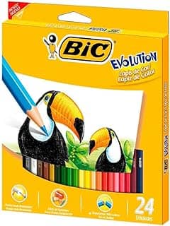 Lápis de Cor Sextavado BIC Evolution, 24 Cores, 902638, Blister 1 Unidade, Seguro Para Crianças, Não Lasca