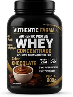 Whey Concentrado Sabor Chocolate, Proteína 26g, BCAA 2,6g, Peso líq. 900g