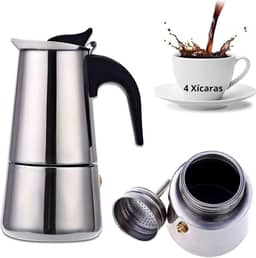 Cafeteira Italiana Aço Inox inoxidável com Alça Café Expresso Inoxidável Original (4 Xícaras)