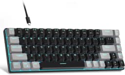 MageGee Teclado portátil 60% mecânico para jogos, MK-Box LED retroiluminado compacto de 68 teclas, mini teclado de escritório com fio com interruptor vermelho para Windows, laptop, PC, Mac -