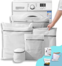Kit 5 Sacos para Lavar Roupas Delicadas na Máquina de Lavar, Tamanhos PP a GG, Malha Telada, Zíper Reforçado, Protege Lingerie, Sutiã, Roupas Íntimas, Tecidos Finos - Qualidade Premium LNSTORE