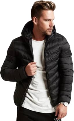 Casaco Bobojaco Puffer Masculino Com Capuz Slim Fitness