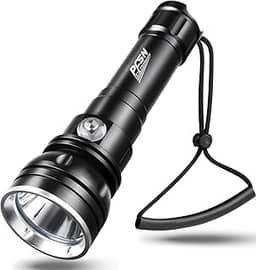PFSN professioner Lanterna de mergulho com luz de mergulho, lanterna subaquática de alto lúmens, 150 m, à prova d'água, 400 m, luz de mergulho longa, melhor lanterna de mergulho recarregável para