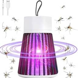 Repelente Eletrônico Recarregável Portátil Armadilha Mata Pernilongo e Mosca - Controle de Insetos com Luz LED (Branco)