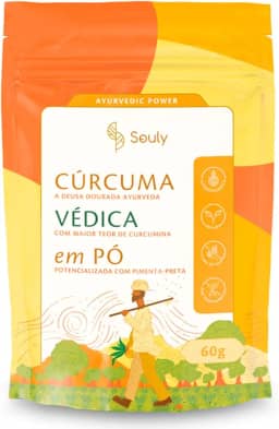 Cúrcuma Védica Souly Pura Orgânica Com Pimenta Preta 60g Pó