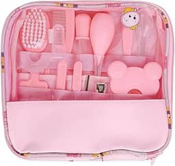 Kit Higiene e Cuidados para Bebê Recem Nascido 13 Peças + Bolsa – Termômetro de agua, Aspirador Nasal, Cortador de Unhas, Escova, Pente e Mais