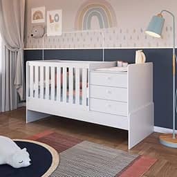 Berço Minicama com Cômoda Eva Unissex Branco