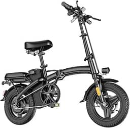 Bicicleta elétrica dobrável clássica para adultos, bicicleta elétrica portátil de 14 polegadas com motor de 700 W de potência máxima e bateria removível.