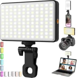 Iluminação Selfie com Clipe Ajustável para Vídeos e TikTok - Luz Auxiliar Led RGB Para Celular Notebook Selfie Led Ring Light Profissional Fotografia Flash Iluminação De Preenchimento De Vídeo E Foto