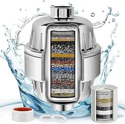 Botahan Filtro Chuveiro Universal de Alto Rendimento, 25 Estágios, 2 Cartuchos, Branco Prateado