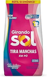 Tira Manchas Em Pó Sem Cloro Sachê Girando Sol 800G, Sabão Em Pó Tira Manchas, Rosa, Poderoso Contra As Manchas Mais Difíceis, Branco Mais Branco, Colorido Mais Vivo, Sua Casa Merece O Melhor Cuidado