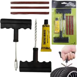 Kit Reparo de Pneus 6 Peças Tubeless Compacto Prático com Escareador Aplicador Cola e 3 Varetas Solução Rápida para Emergências em Carros Motos e Bikes