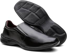 Sapato Social Confort Masculino em Couro Confortável Macio com Elástico Resistente