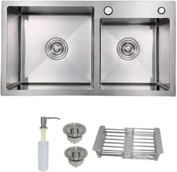 Cuba Dupla Gourmet em Inox 304 para Bancada de Cozinha Pia Sobrepor ou Embutir