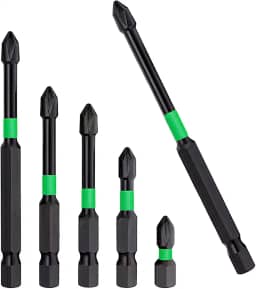 Jogo de 6 Bits Magnéticos Phillips para Chave de Fenda, Aço Liga de Alta Resistência, 1/4 Polegada, para Parafusadeiras Elétricas e Manuais, 25 a 150mm
