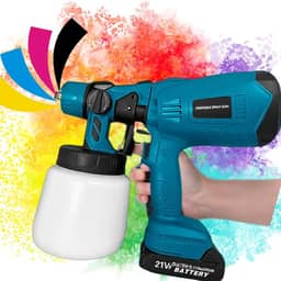 Pistola de Pintura e Pulverizadora Portátil com 2 bateria 21v recarregável e 3 Bicos Jatos, Pulverizador Eletrico Portatil 1000ml Profissinal
